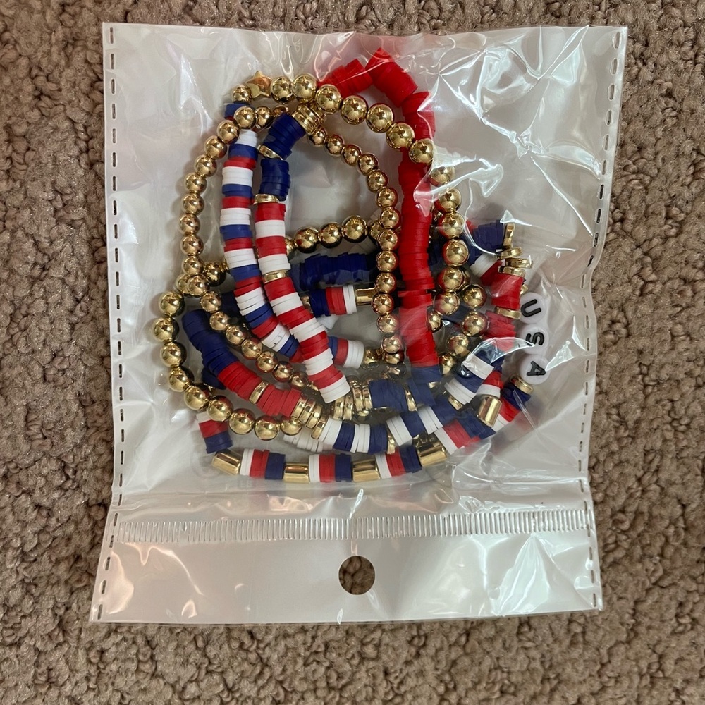 USA U.S.A. Bracelets Olympic Bracelets Red White Blue NEW America Jewelry
